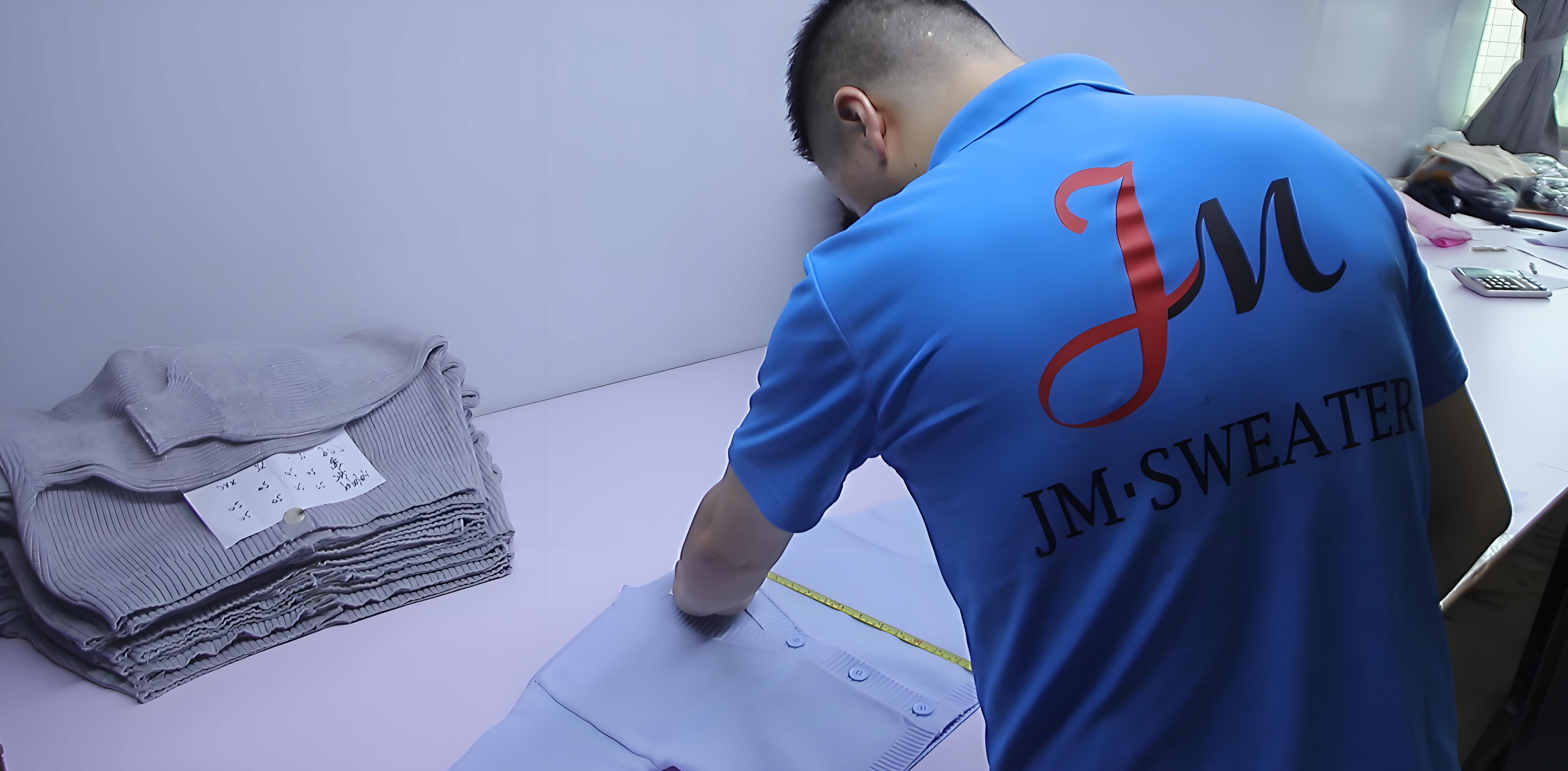 Strict size measurement inspection by knitwear manufacturer